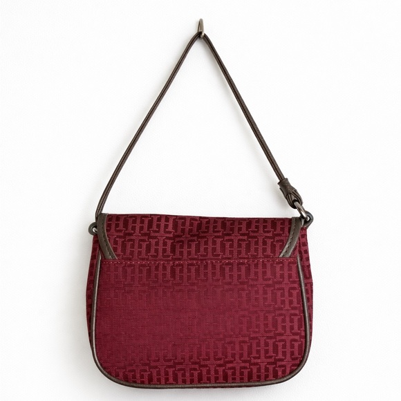 Tommy Hilfiger Mini Dark Red Crossbody Bag with Gold Front Clasp. 7" by 6" - Picture 3 of 3